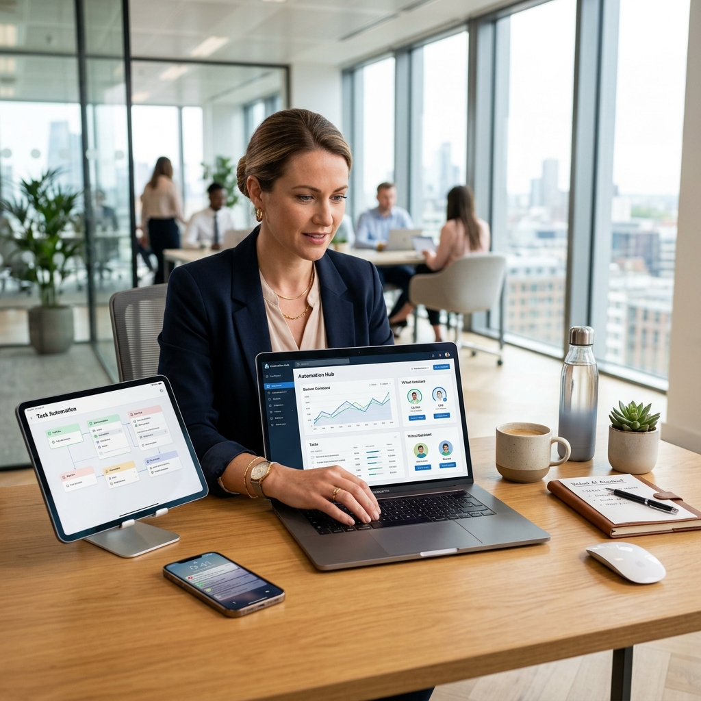 Business automation and AI systems illustration